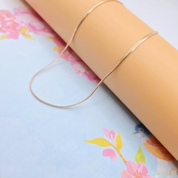 "Minimalist Rose Gold Snake Chain Necklace for Women, 17.7 Inch Length, XPNL0080 - Picture 4 of 12